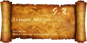Izinger Nóra névjegykártya